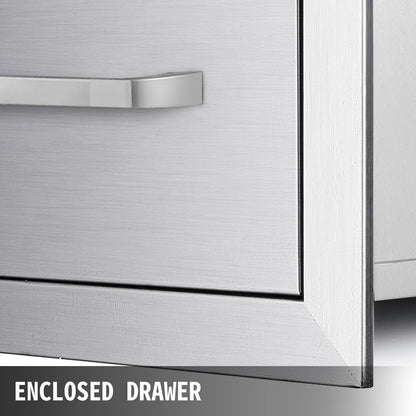 Outdoor Kitchen Drawers 30"Wx10"Hx20"D, Horizontal Double Access BBQ Drawers with Stainless Steel Handle, BBQ Island Drawers for Outdoor Kitchens or BBQ Island Patio Grill Station