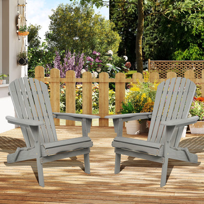 uhomepro Outdoor Adirondack Chairs Set of 2, Folding Fire Pit Chair, Weather Resistant Patio Lawn Chair for Outside Deck Garden Backyard Balcony, Gray