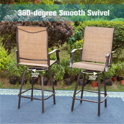 Sophia & William Outdoor Patio Metal Swivel Bar Stools Height Chairs Furniture Set of 2