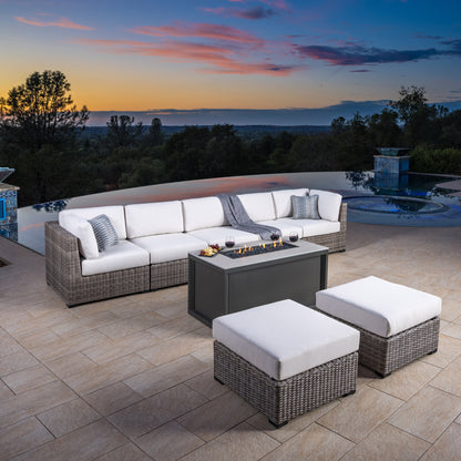 SunVilla Hudson 8-piece Fire Outdoor Patio Sectional Seating Set