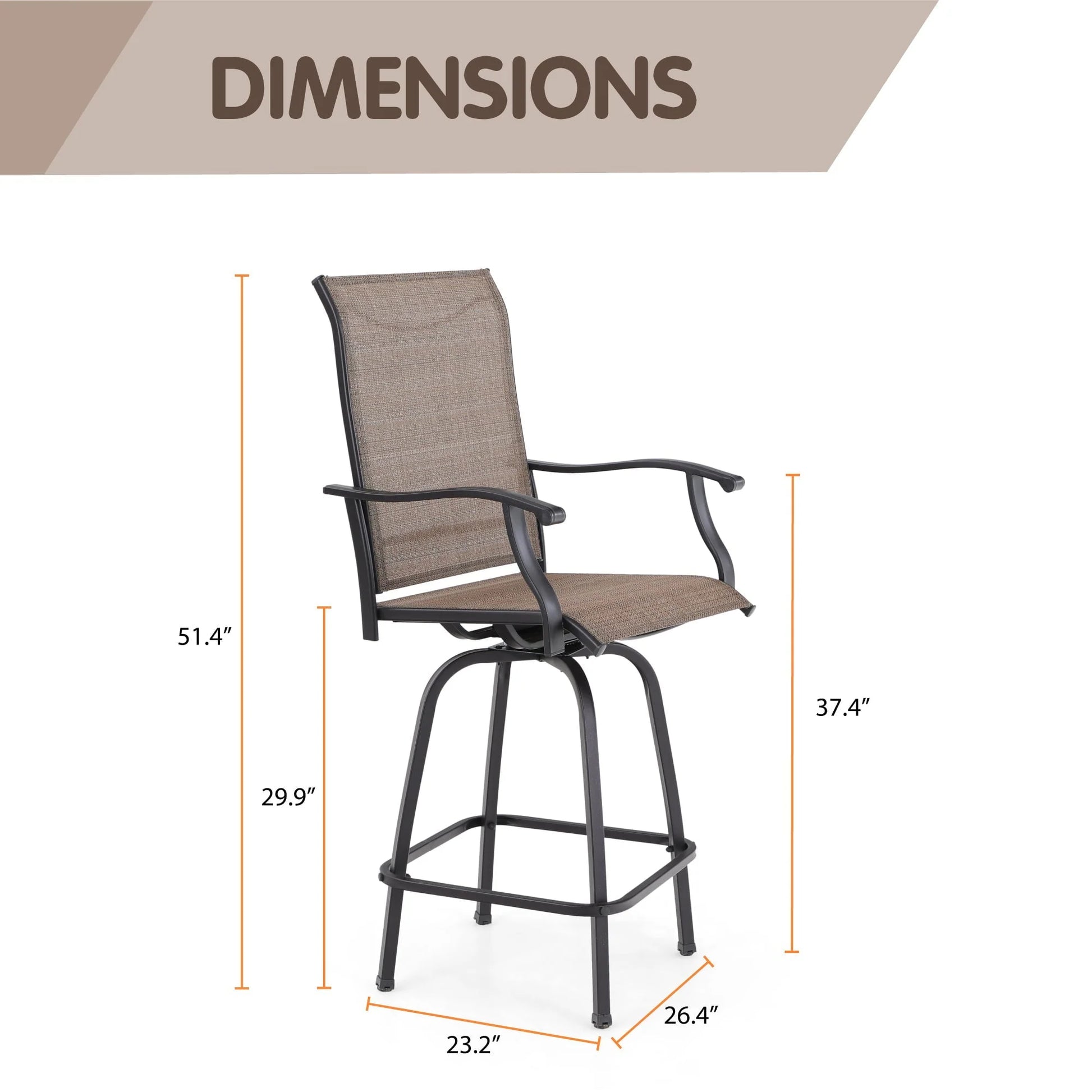 Sophia & William Outdoor Patio Metal Swivel Bar Stools Height Chairs Furniture Set of 2