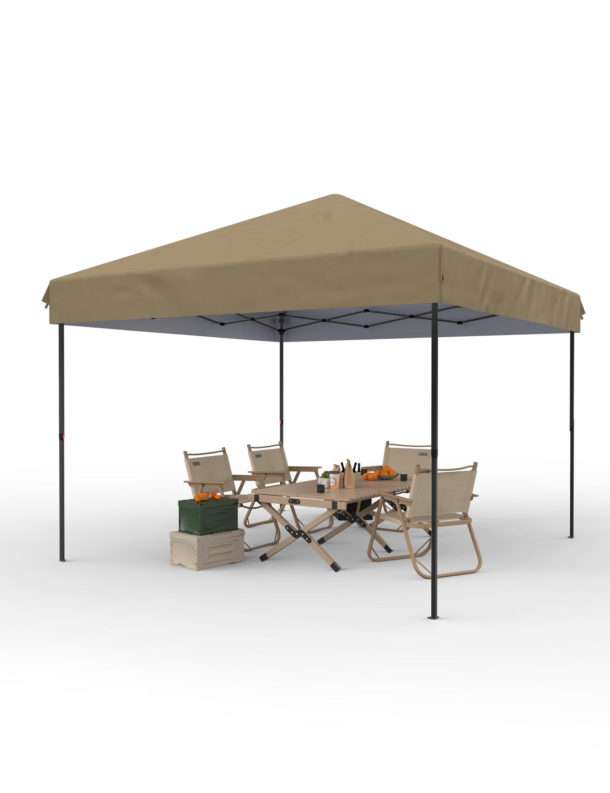 DSstyles 10x10 Ft Pop Up Canopy Tent Easy One Person Set-up, Instant Portable Shelter with 4 Stakes, 4 Ropes, 4 Sandbags for Patio, Outdoor Activities