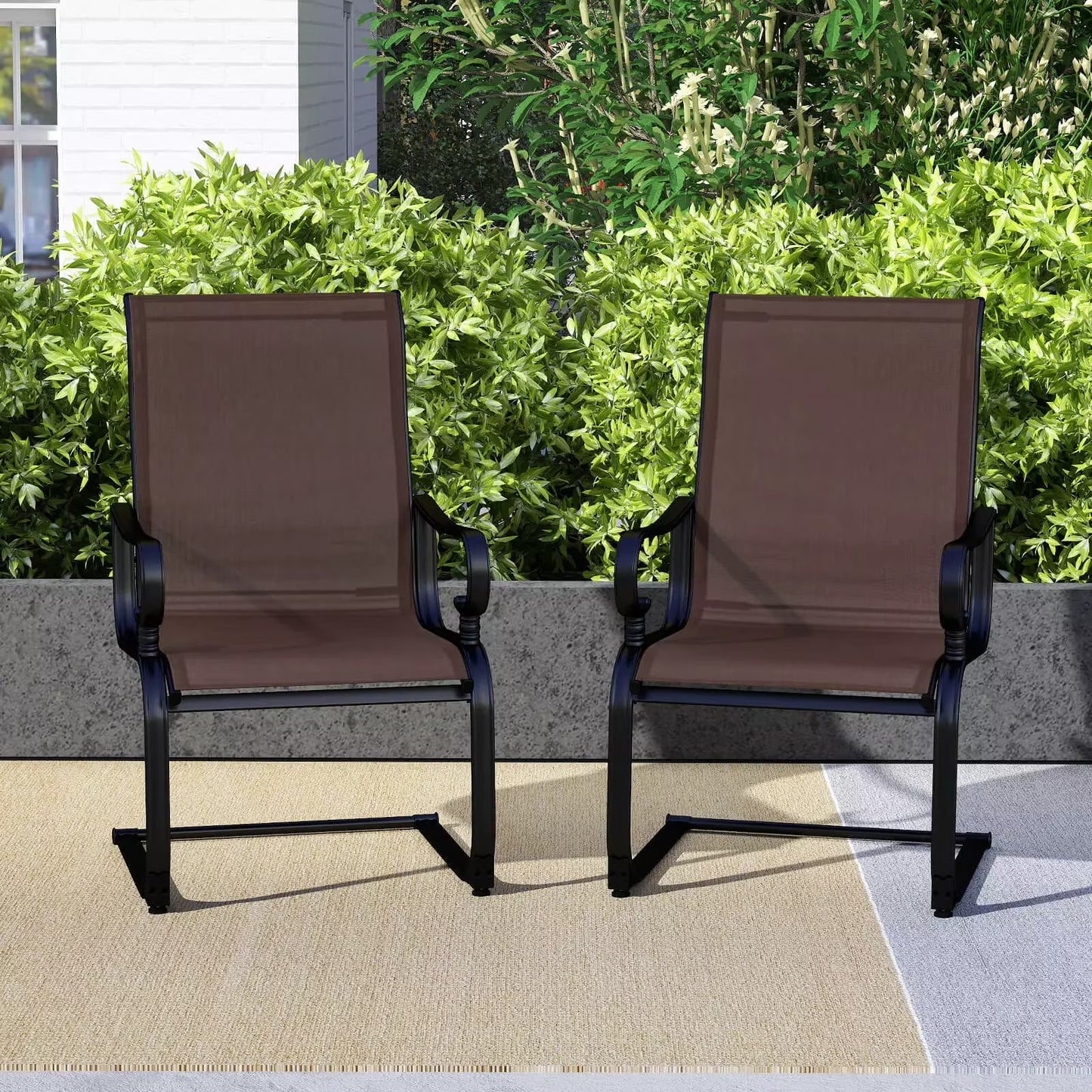 Harmijoy Set of 2 Patio Chairs C-Spring Motion Chairs w/Quick-drying & Breathable Fabric