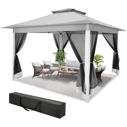 SANOPY 12x12FT Patio Gazebo Outdoor Pop up Gazebo with Mosquito Net& Four Sandbags Outdoor Party Instant Shelter Portable Folding Gazebo Waterproof and UV Protection Gazebo Tent for Backyard