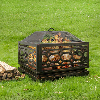 MistMo 26? Square Wood Burning Fire Pit for Outdoor Patio Garden