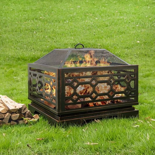 MistMo 26? Square Wood Burning Fire Pit for Outdoor Patio Garden
