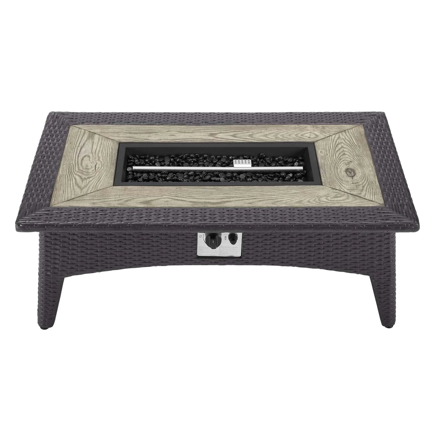 Modway Splendor 43.5" Rectangle Outdoor Patio Fire Pit Table in Espresso