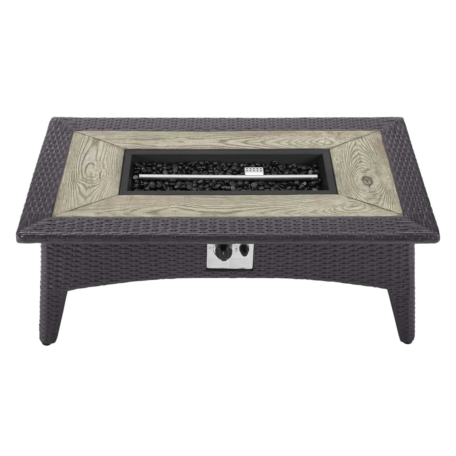 Modway Splendor 43.5" Rectangle Outdoor Patio Fire Pit Table in Espresso