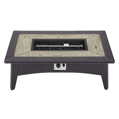 Modway Splendor 43.5" Rectangle Outdoor Patio Fire Pit Table in Espresso