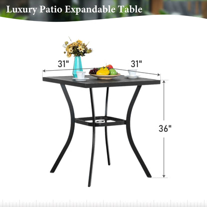 MF Studio 36"H Outdoor Counter Height Pub Table with Umbrella Hole, Patio Metal Bistro Bar Table, Black