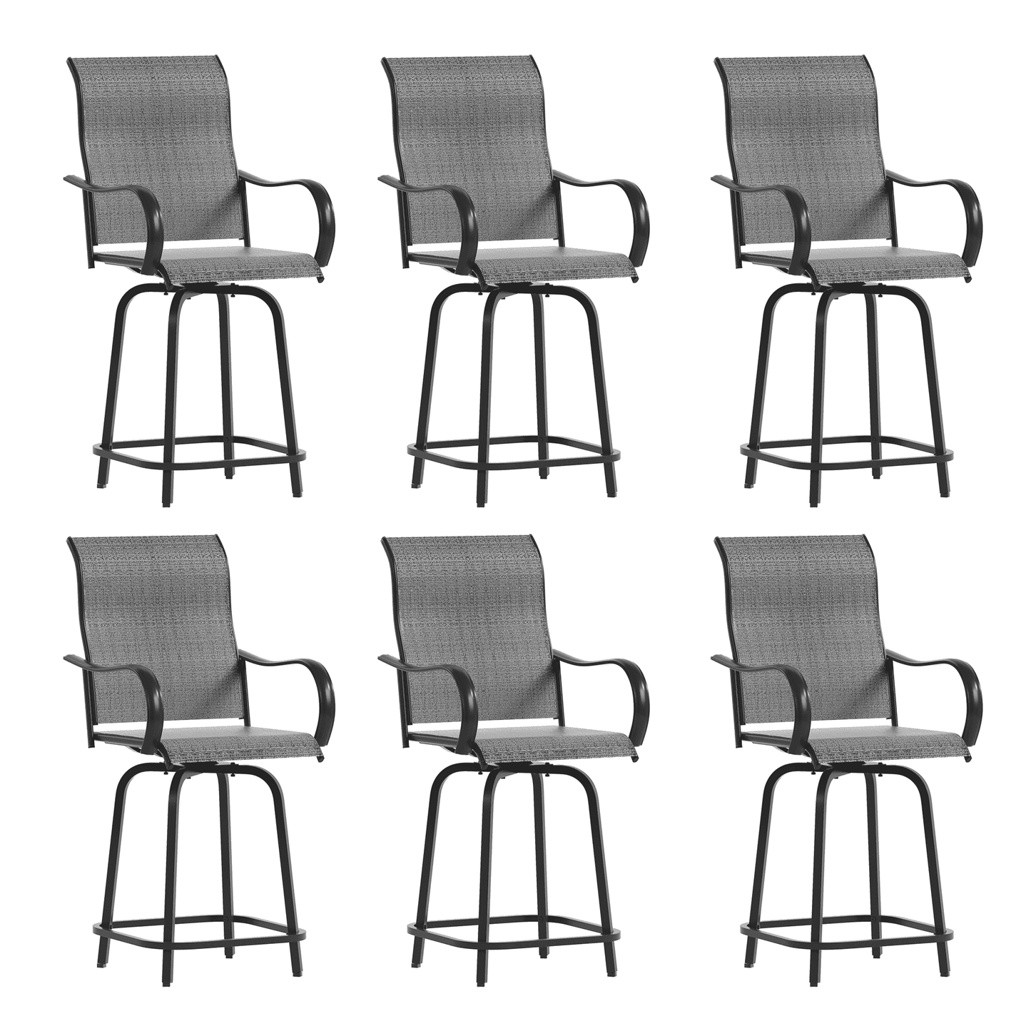 Poteban Patio Bar Height Table with Umbrella Hole, 2-Tier High Top Outdoor Bistro Table, Square Tempered Glass Metal Table for Patio, Lawn, Bar