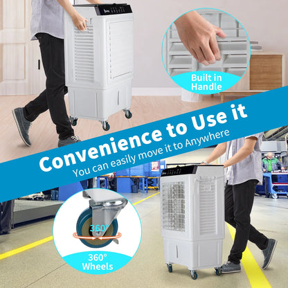 Evaporative Air Cooler, 2353CFM Portable Cooling Fan w/Humidifier, Indoor Outdoor Swamp Cooler for Home Patio, 7.9GAL Water Tank, 4 Ice Packs, 3 Speeds, 90?Swing