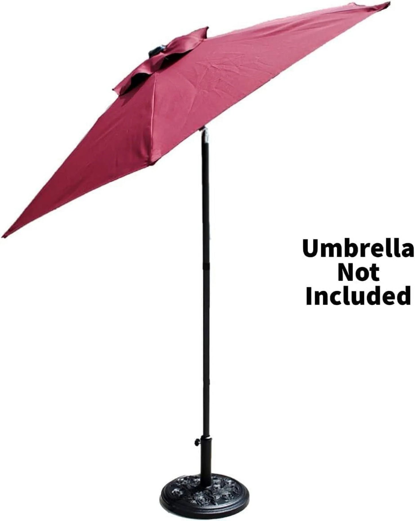 S4O Heavy Duty Round Outdoor Patio Pool Umbrella Base Stand w/Black Rose Design