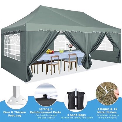HOTEEL Canopy 10'x20' Pop Up Canopy Tent Heavy Duty Waterproof Adjustable Commercial Instant Canopy Outdoor Party Canopy Parties,Wedding,Outside Patio,Event,Backyard,White