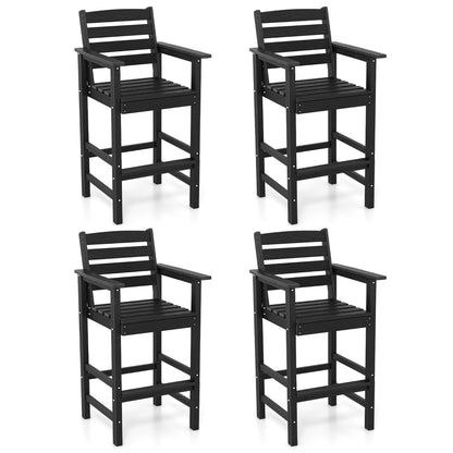 Gymax Patio Bar Stools Set of 4 Tall Adirondack Chair w/Backrest Armrests & Footrests Brown
