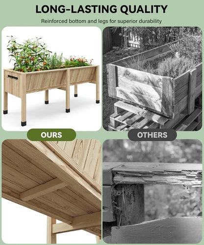 Towallmark 45x23x30 Inches Raised Garden Bed, Elevated Planter Box, Outdoor Wooden Garden Bed for Vegetables Herbs, Patio Balcony Backyard Cedar Raised Bed with Hooks and Legs