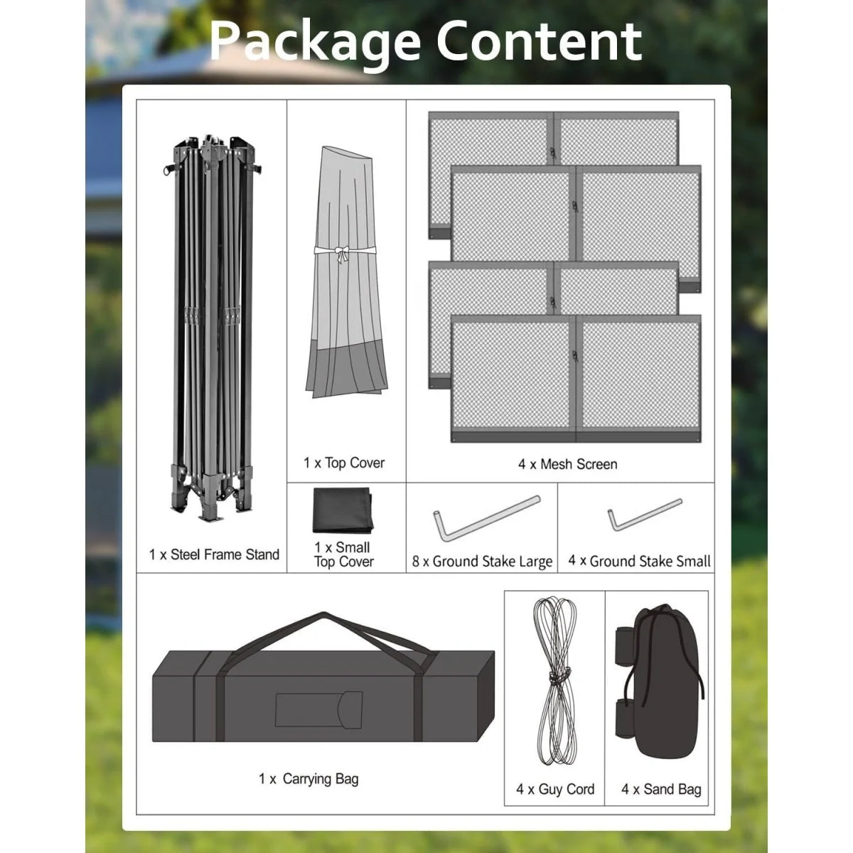 13x13FT with Expansion Bolts, Canopy Tent, Heavy Duty Party Tent & Shelter with Double Roofs, Mosquito Nettings and Privacy Screens Tent for Party, Wedding, Outdoor Dining, Patio, Backyar