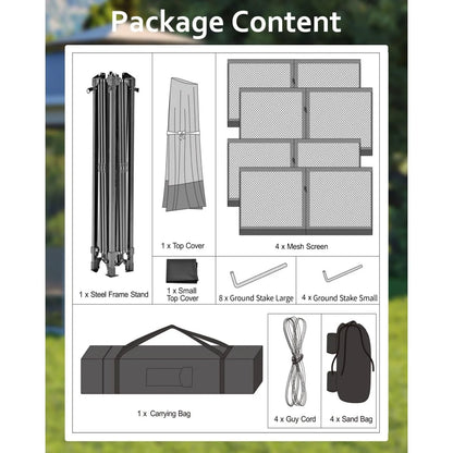 13x13FT with Expansion Bolts, Canopy Tent, Heavy Duty Party Tent & Shelter with Double Roofs, Mosquito Nettings and Privacy Screens Tent for Party, Wedding, Outdoor Dining, Patio, Backyar