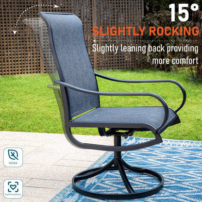 Sophia & William 7 Piece Outdoor Patio Dining Set Highback Textilene Chairs and Metal Table Furniture Set for 6, Blue