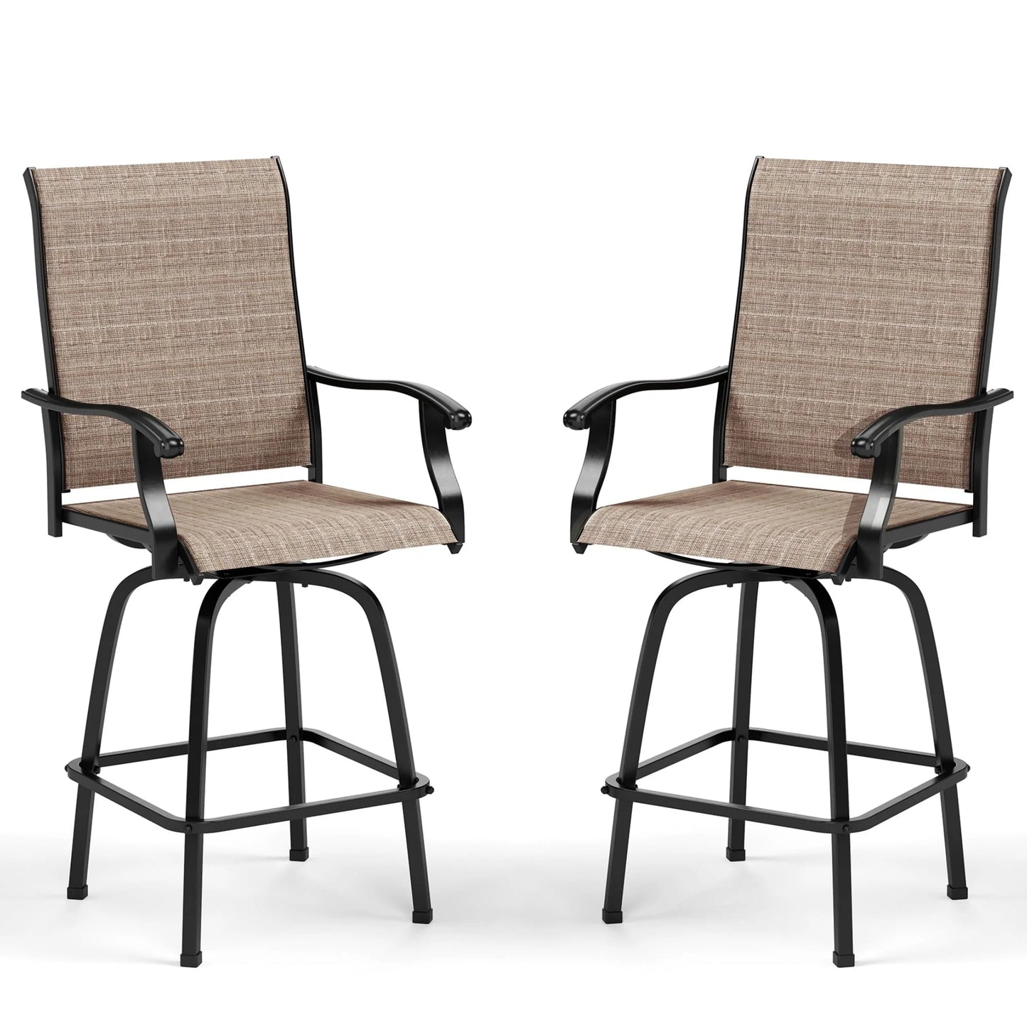 Sophia & William Outdoor Patio Metal Swivel Bar Stools Height Chairs Furniture Set of 2