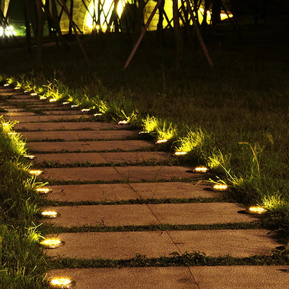 Rirool Solar Ground Lights, 8 LED Solar Disk Lights Outdoor Waterproof for Garden Yard Patio Pathway Lawn Driveway Walkway- Warm White 8 Pack