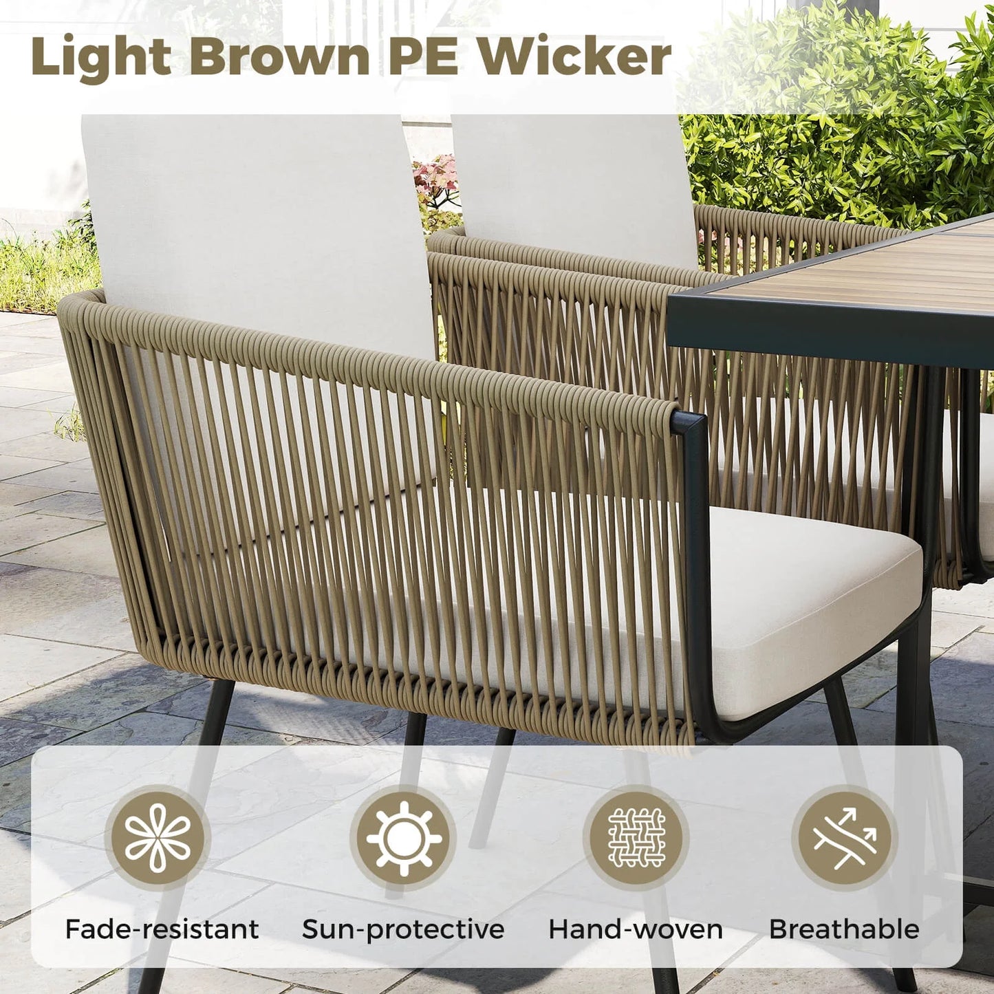 Costway 5 Pieces Patio Dining Set Outdoor Rectangular Table and Chairs Furniture Set