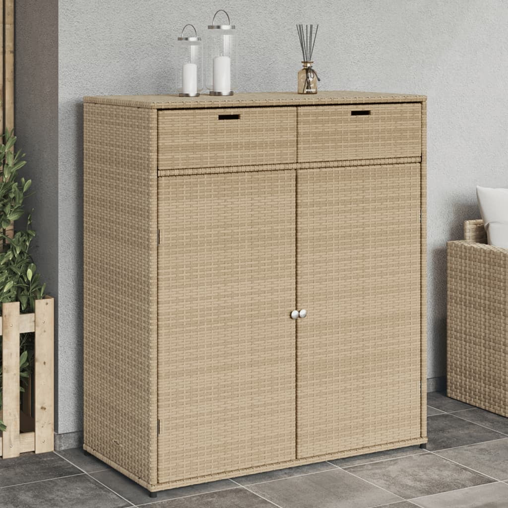 vidaXL Patio Storage Cabinet Tool Organizer Outdoor Furniture Poly Rattan