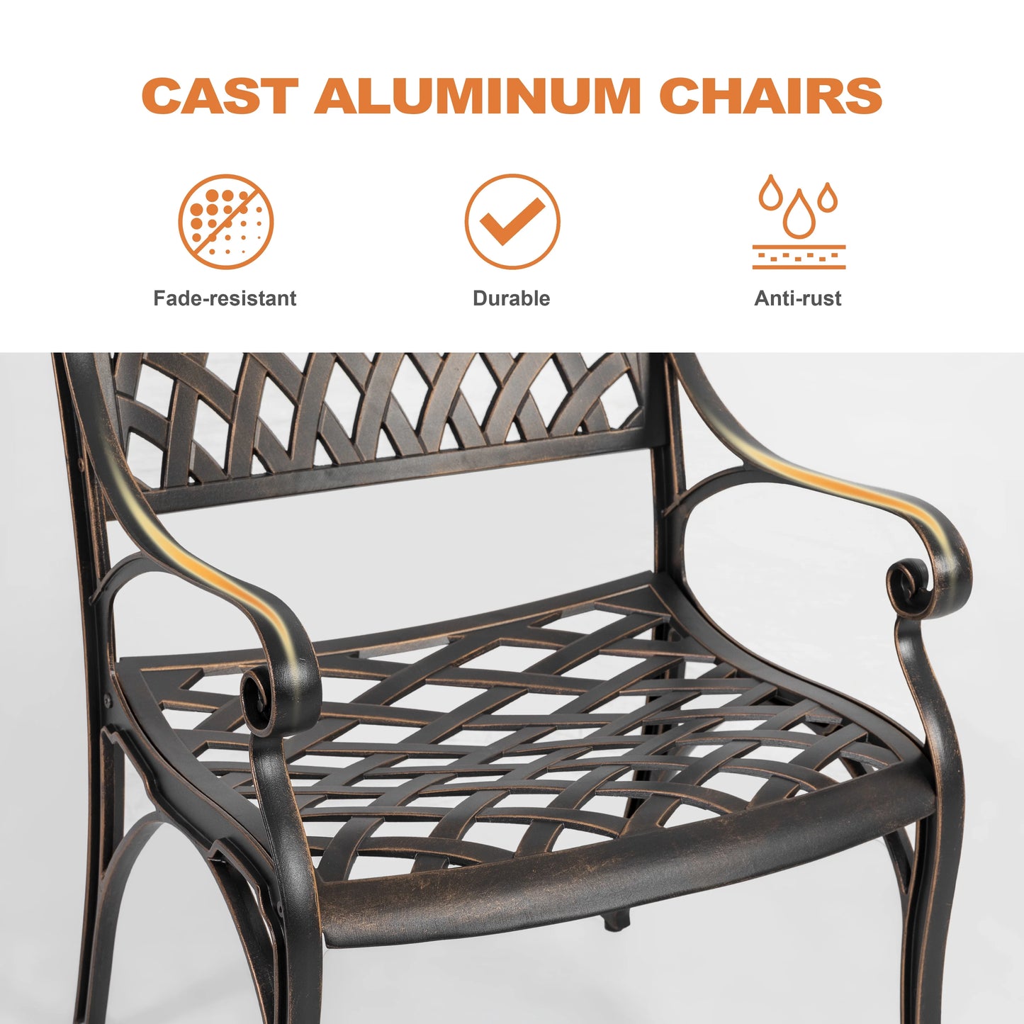 Nuu Garden 5-Piece Outdoor Bar Set, Outdoor Patio Dining Furniture Set, Round Dining Table with Umbrella Hole and Patio Dining Chairs, Bronze