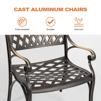 Nuu Garden 5-Piece Outdoor Bar Set, Outdoor Patio Dining Furniture Set, Round Dining Table with Umbrella Hole and Patio Dining Chairs, Bronze