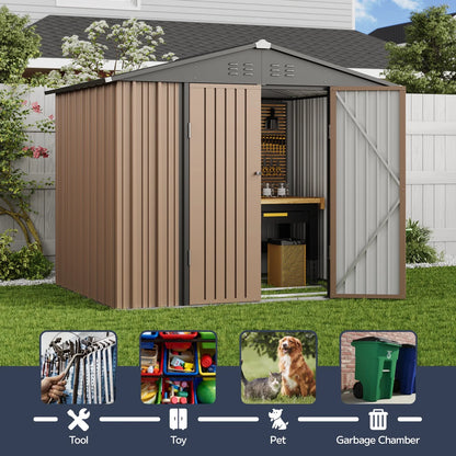 Asofer Outdoor Storage Shed, 6 x 4 FT Metal Garden Shed with Double Lockable Doors,for Backyard Patio Lawn-Dark Grey