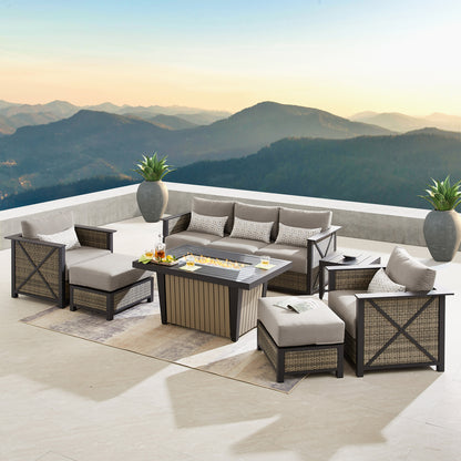 Sirio Chelsey 7-piece Fire Outdoor Patio Seating Set