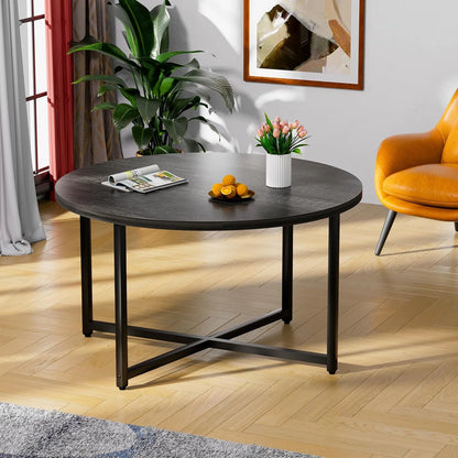 Round Coffee Table, 31.5" Circle Coffee TableRoma Round Coffee Tables Living Room, Large Coffee Table Round for Indoor & Outdoor Use, Office, Patio or Garden, Large Gray(31.5" D x 17.7" H)