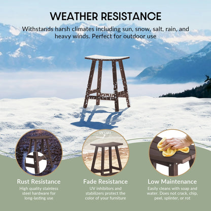 WestinTrends Malibu HDPE Outdoor Patio 24" Bar Stool Saddle Seat (Set of 2), Dark Brown
