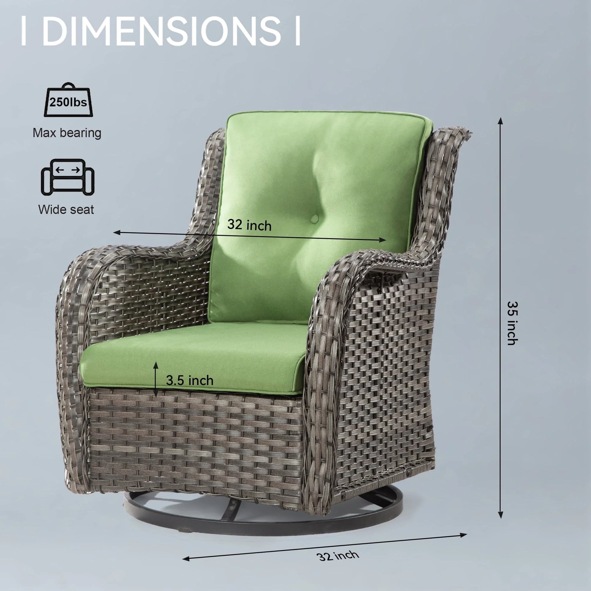 Meetleisure 1 Pieces Outdoor Patio Furniture Wicker Swivel Chair with Cushions for Backyard, GRE