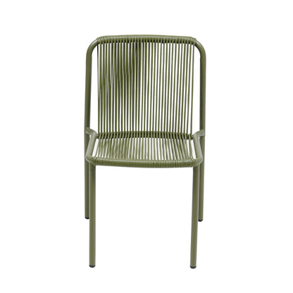 Christopher Knight Home Modern Rattan Patio Dining Chairs, Metal Frame, Green, Set of 2
