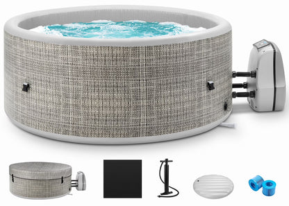 Segmart Inflatable Hot Tub, 3 to 5 Person Outdoor Hot Tub Spa, Portable Round Hot Tub w/100 Jets, Heater Pump, Tub Cover, Ground Cloth, 211Gal Capacity, Fits for Backyard, Patio