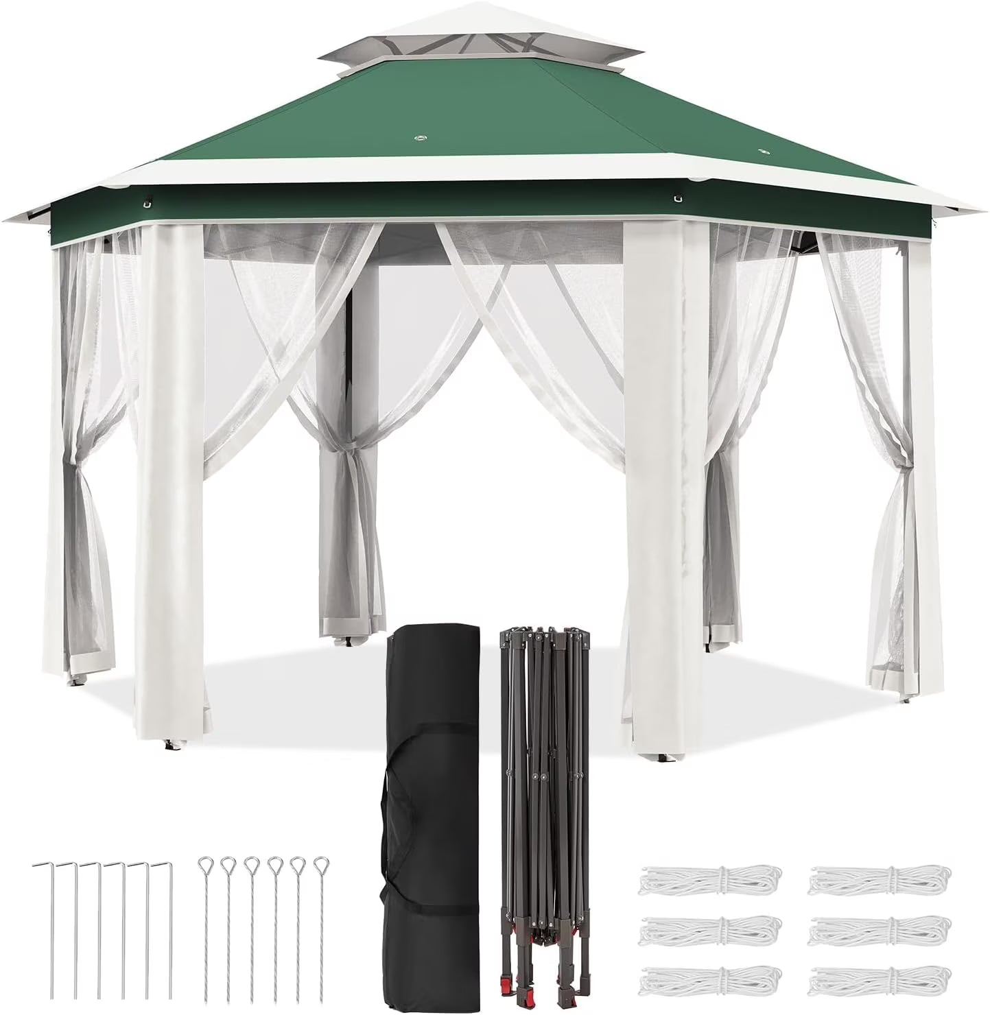 13x13 Gazebo Outdoor Canopy Shelter,Instant Patio Gazebo Sun Shade Canopy Tent with 6 Zippered Mesh Netting and Strong Steel Frame for Lawn,Garden,Backyard,Deck Party