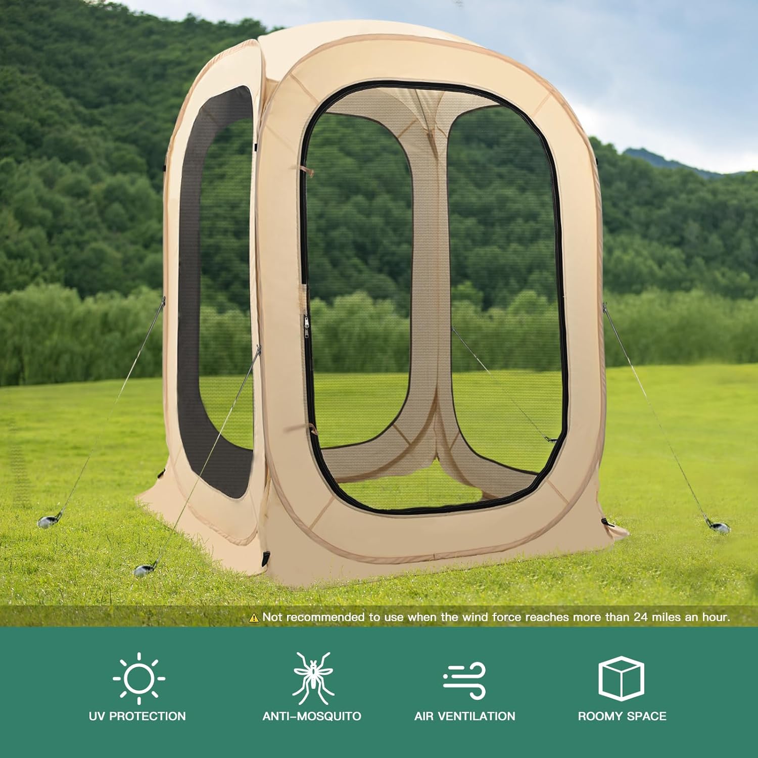 Slsy Screen House Tent Pop-Up, Portable Screen Room Canopy Instant Screen Tent Outdoor Camping Tent with Carry Bag for Patio, Backyard, Deck & Outdoor Activities