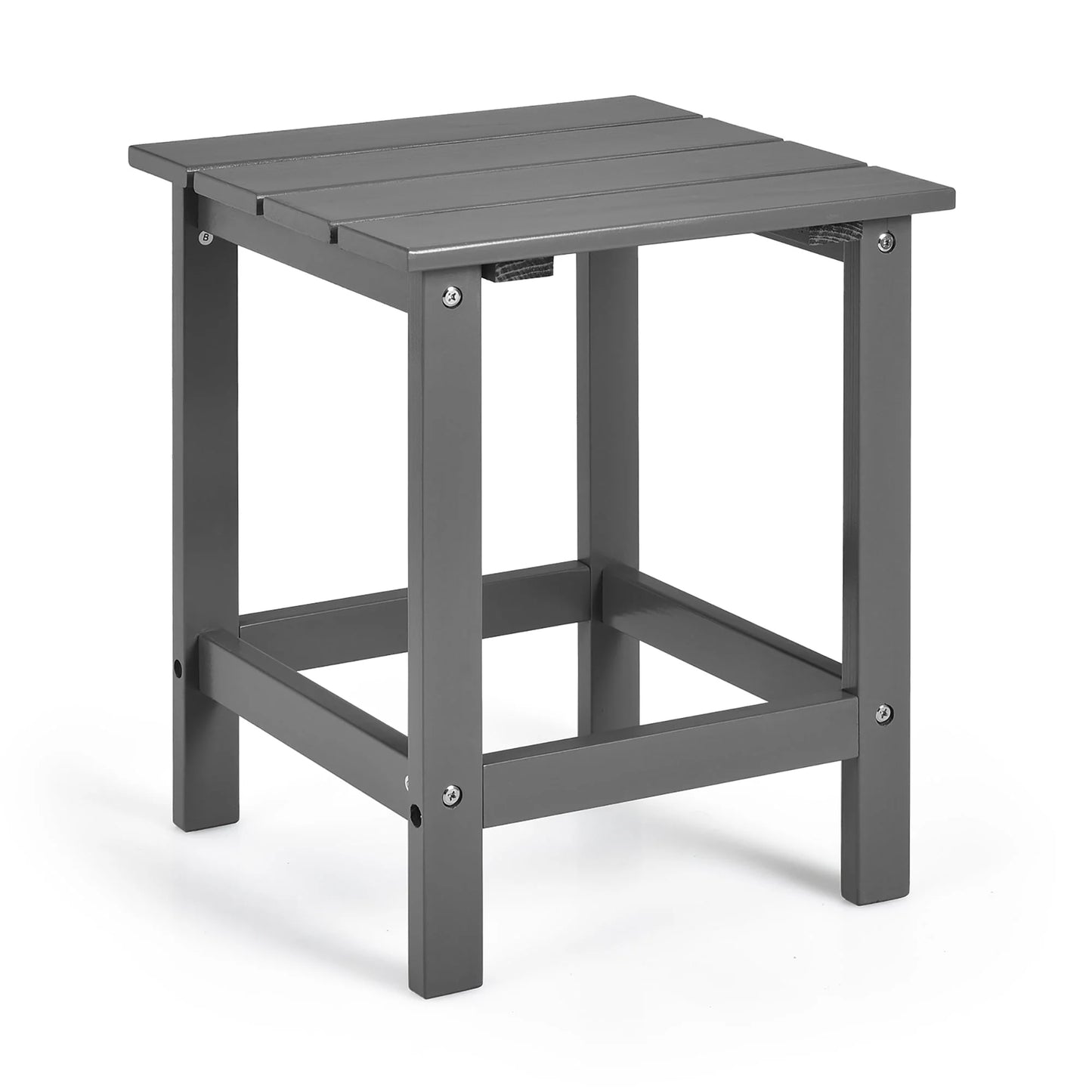 Costway Patio 15" End Side Coffee Table Square Wooden Slat Garden Deck Gray