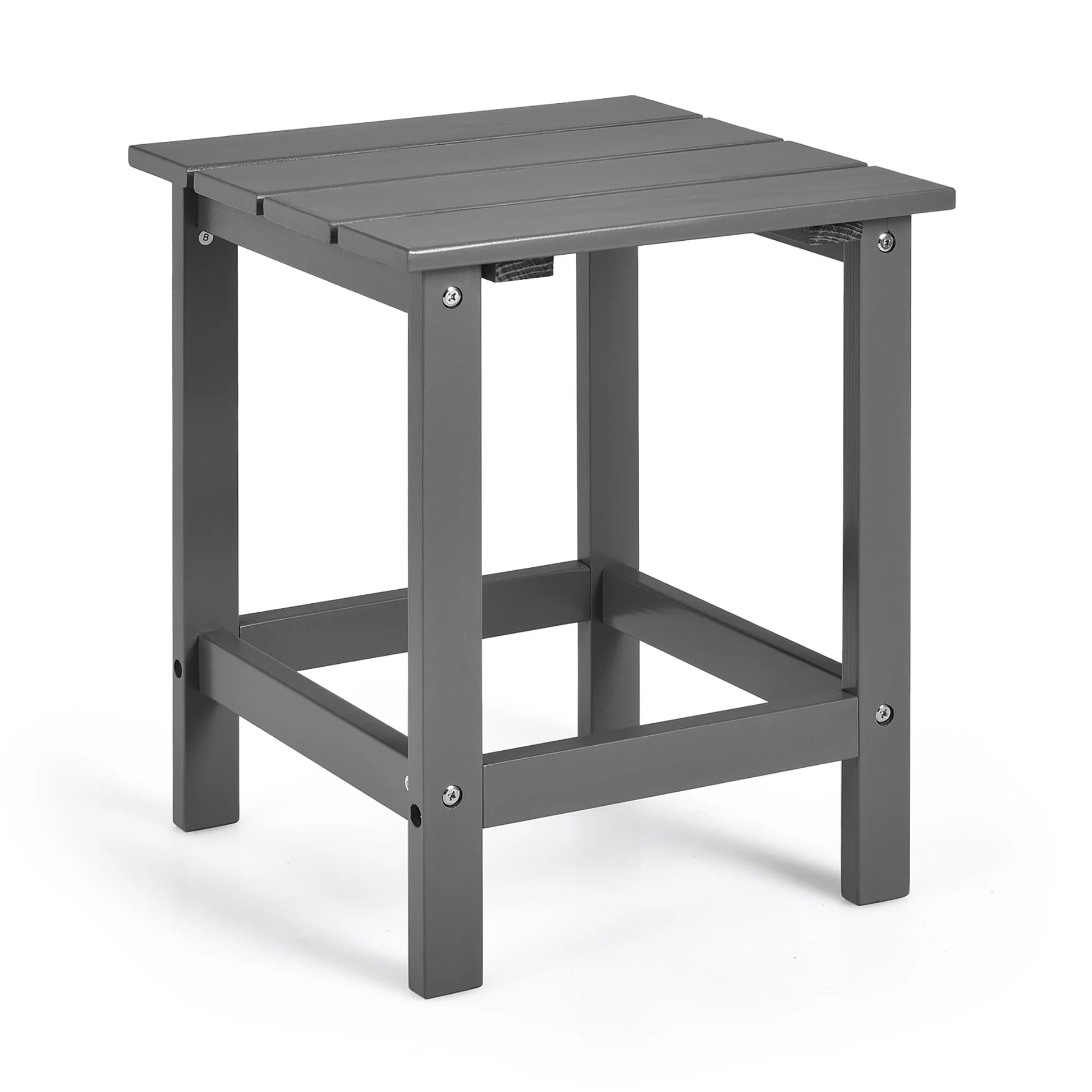 Costway Patio 15" End Side Coffee Table Square Wooden Slat Garden Deck Gray