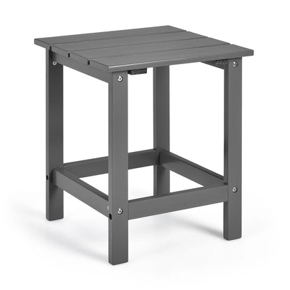 Costway Patio 15" End Side Coffee Table Square Wooden Slat Garden Deck Gray
