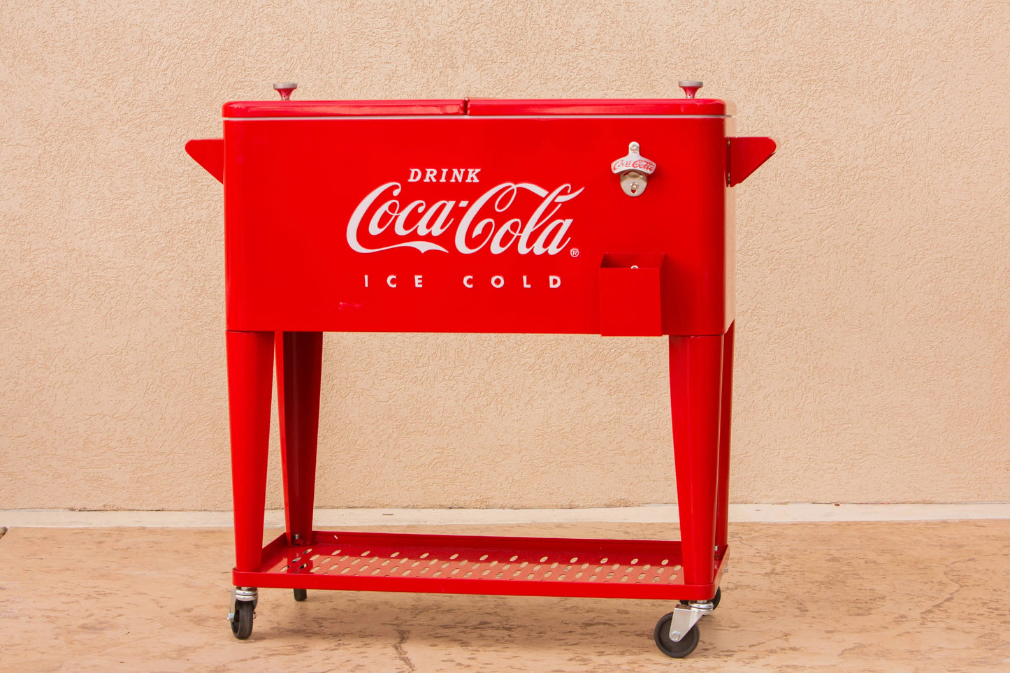 Leigh Country CP 98126 Metal 80 Qt. Coca-Cola Outdoor Patio Cooler with Tray - Red
