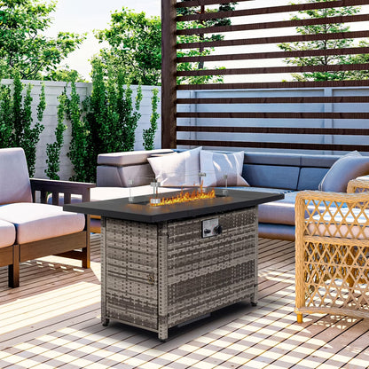 UBesGoo 43" Patio Gas Fire Pit Table, 50,000 BTU Auto-Ignition Fire Tables with Lid, Rain Cover for Outside Garden Backyard Deck Patio Black