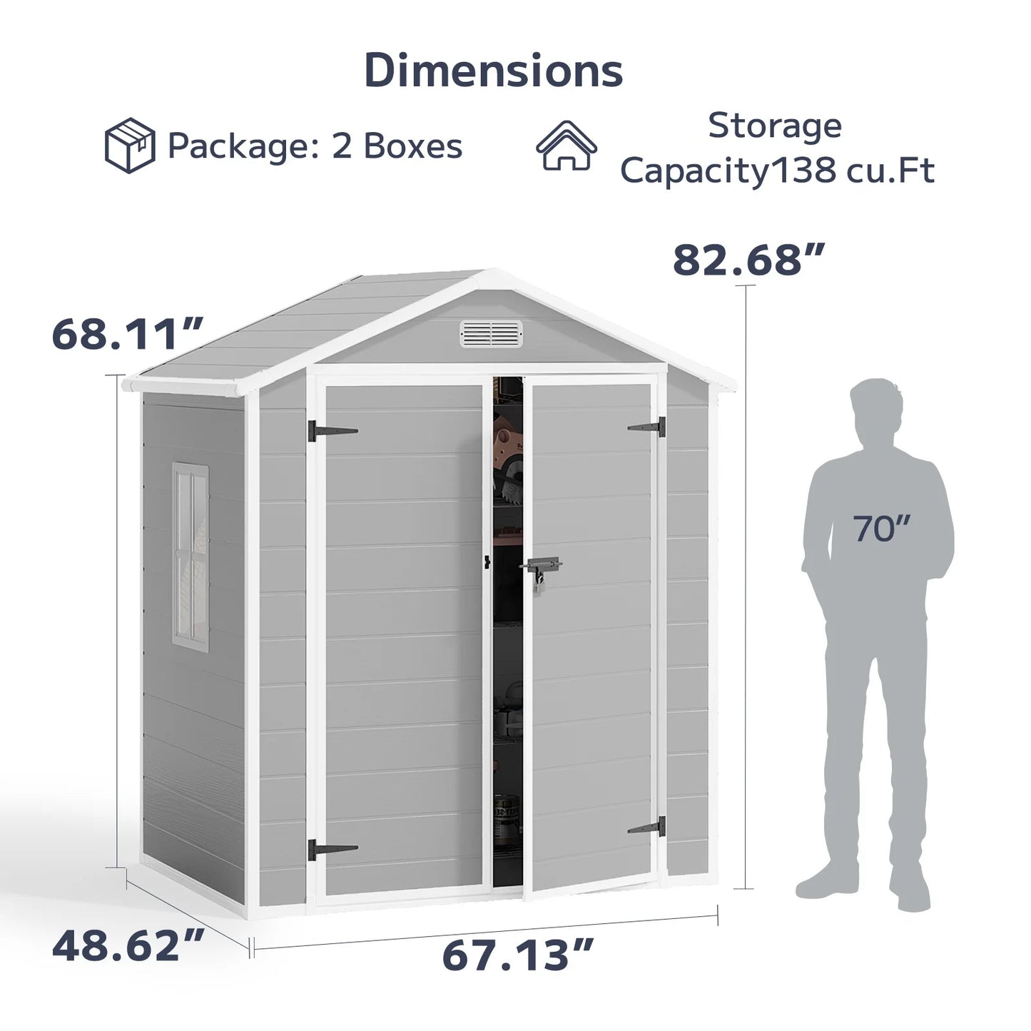 Asofer 6x4 FT Resin Storage Shed, Plastic Outdoor Shed with FloorSide Window, Lockable Door for Backyard, Garden, Patio, Gray