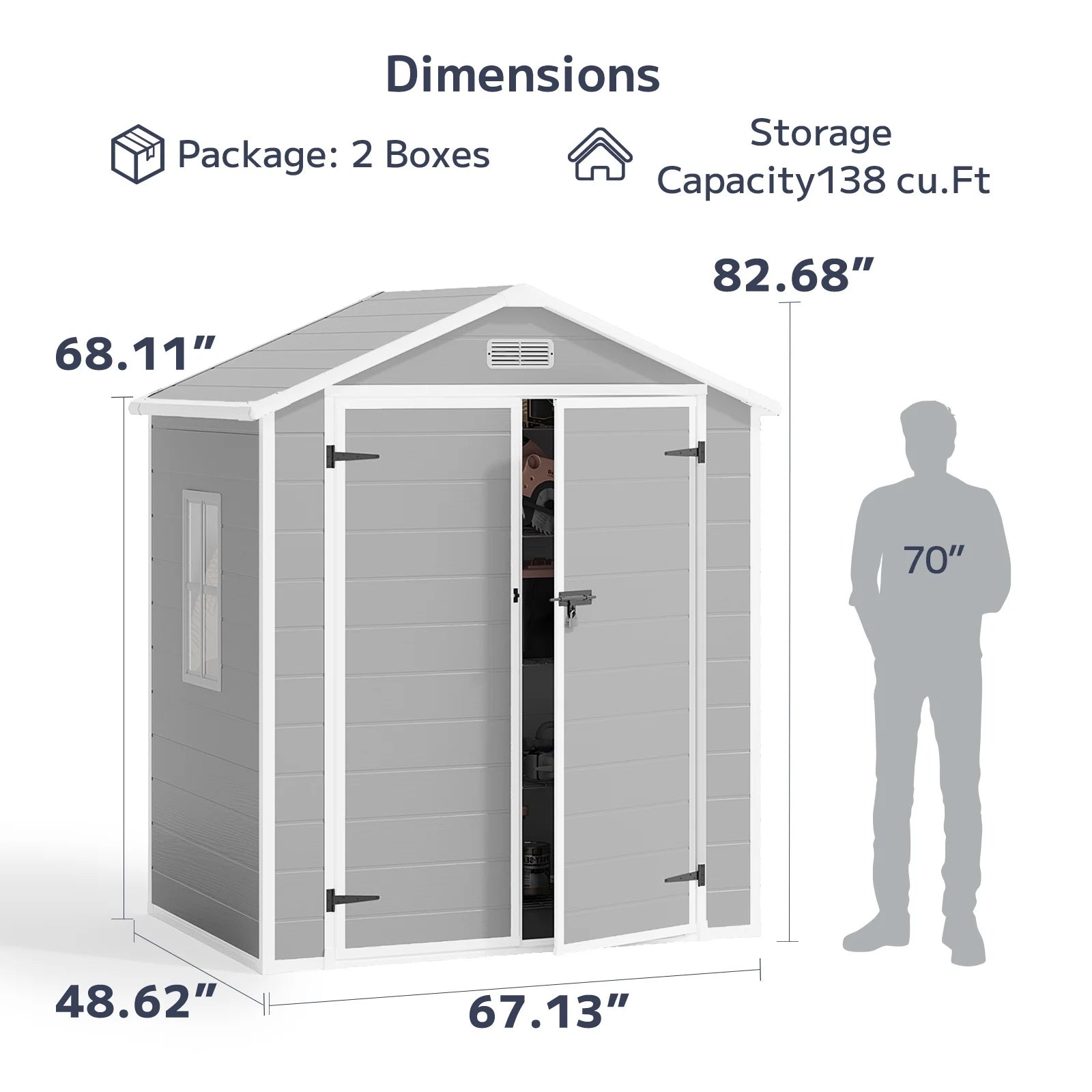 Asofer 6x4 FT Resin Storage Shed, Plastic Outdoor Shed with FloorSide Window, Lockable Door for Backyard, Garden, Patio, Gray
