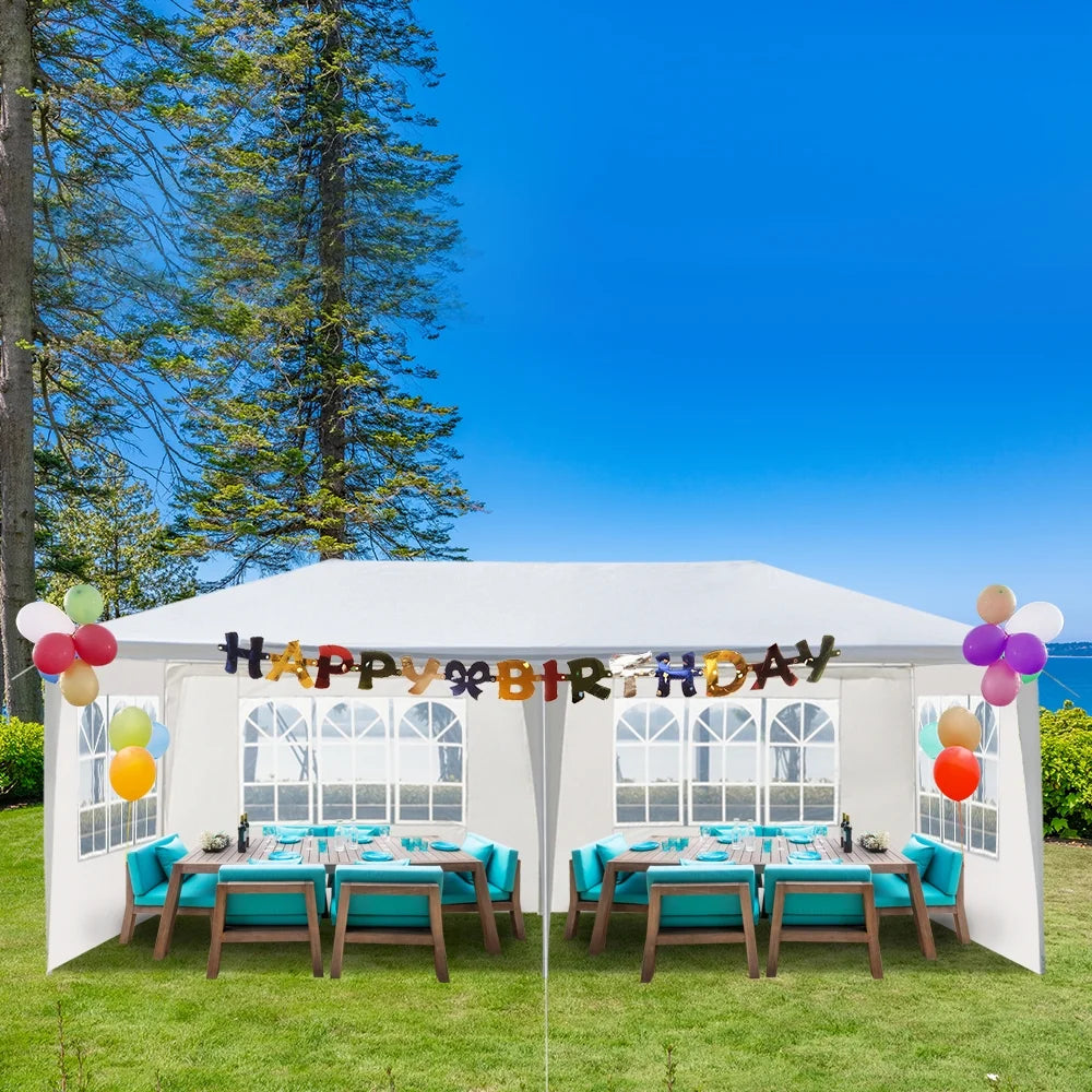 10'X20' Outdoor Party Tent with 4 Removable Sidewalls, Waterproof Canopy Patio Wedding Gazebo, White