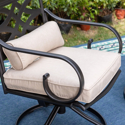 MF Studio 5 Pieces Patio Dining Set 1 Piece Metal Round Table & 4 Pieces Outdoor Swivel Chairs with Cushion