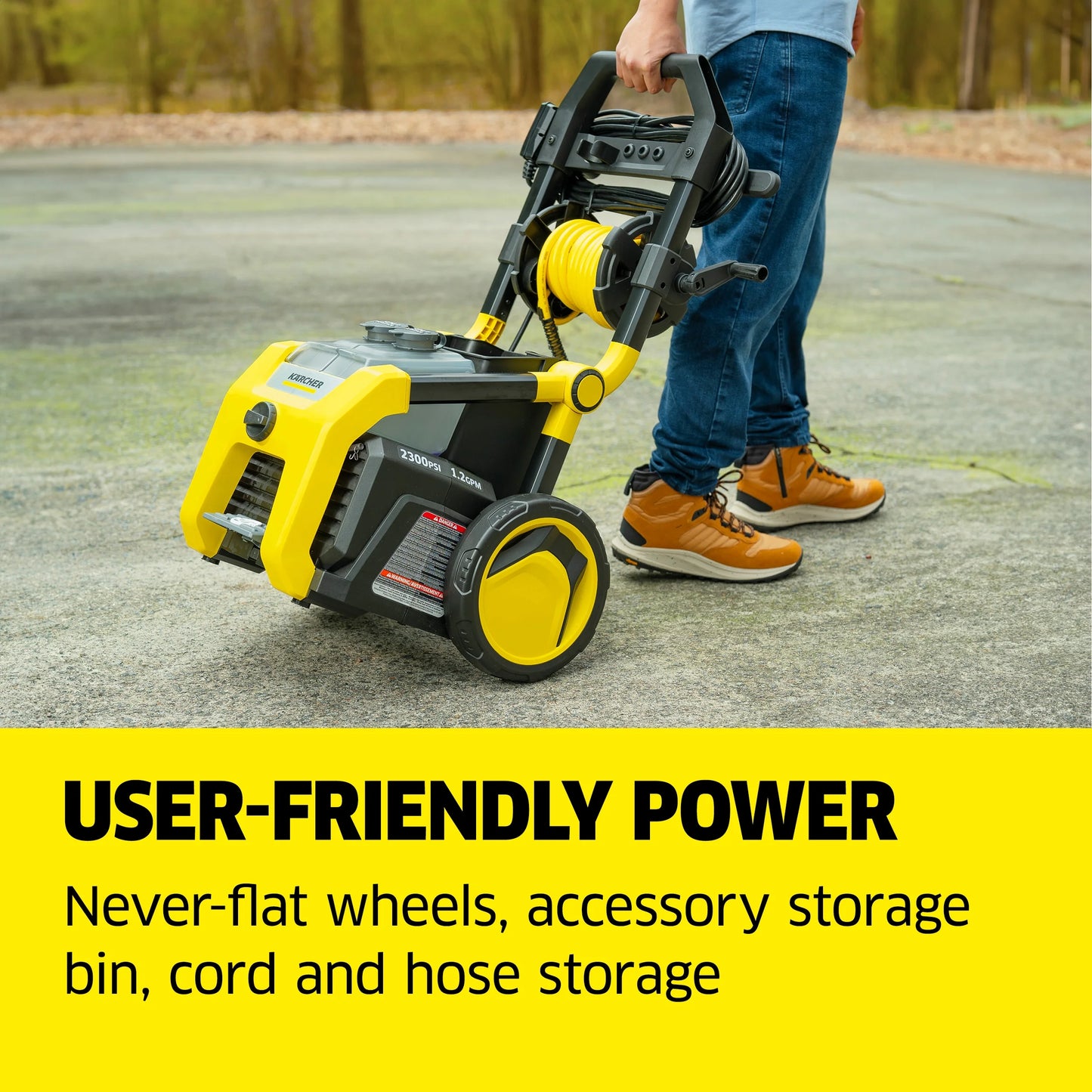 K?rcher Pressure Washer K2300PS, CETA Certified, 4 Spray Nozzles, Detergent Tank, Hose Reel, For Cars, Driveways, Siding, Patios, 1.2 GPM