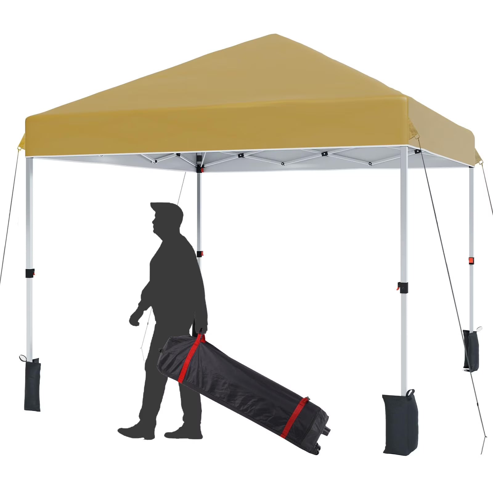 Luku 10x10ft Instant Pop-Up Canopy Tent with Patented Center Lock System, Portable Wheeled Carry Bag, Adjustable Height Straight Legs for Outdoor, Garden, Market, Patio, Yard