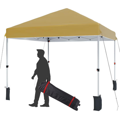 Luku 10x10ft Instant Pop-Up Canopy Tent with Patented Center Lock System, Portable Wheeled Carry Bag, Adjustable Height Straight Legs for Outdoor, Garden, Market, Patio, Yard